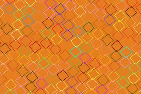 Abstract colorful square patterns on orange background Stock Illustration