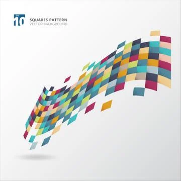 Abstract colorful squares pattern wave pixel background Stock Illustration