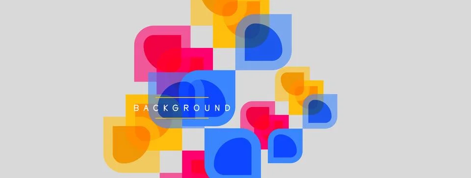 Abstract colorful squares, rectangles overlap. Light gray backdrop provides Stock Illustration