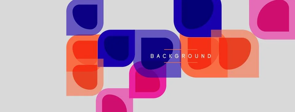 Abstract colorful squares, rectangles overlap. Light gray backdrop features Stock Illustration