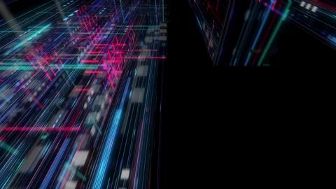 Abstract colorful technology lines of big data flow. 스톡 동영상 334026792