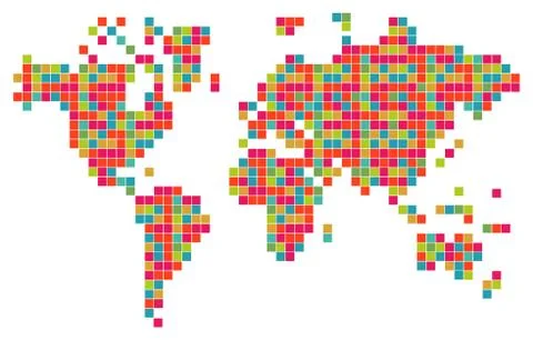 Abstract colorful technology world map 스톡 일러스트