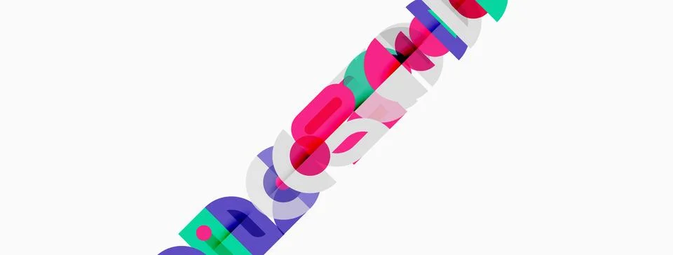 Abstract colorful text design. Overlapping shapes create dynamic visual impac Stock Illustration