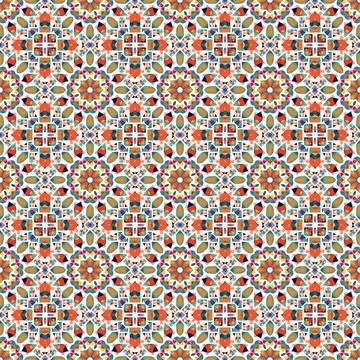 An abstract colorful tile pattern with many squares and dots, on a white Illustrazione stock