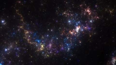 Abstract colorful tiny particles with shiny light in space motion background Stock Footage 256017876