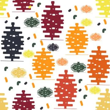 Abstract Colorful Trees Seamless pattern. Vector Illustration for Your Design イラスト素材