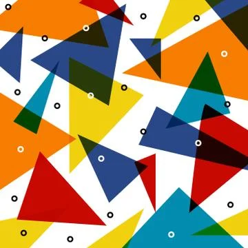 Abstract colorful triangle pattern overlap with circle elements on white back Illustrazione stock