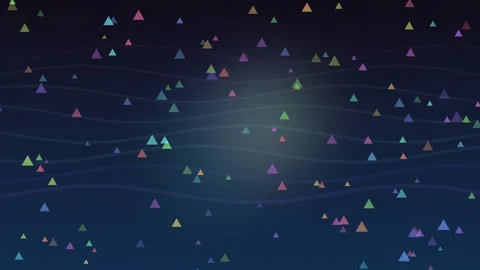 Abstract colorful triangles floating over a dark blue background Stock Footage 335874646