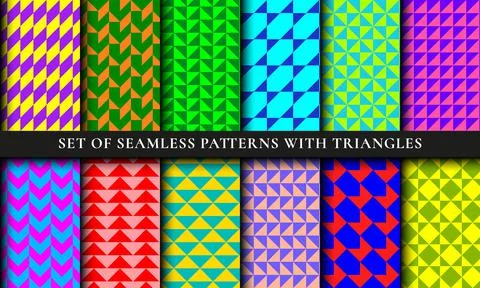Abstract colorful triangles patterns backgrounds. Geometric seamless triangular 스톡 일러스트