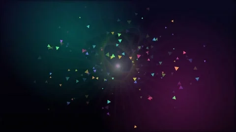 Abstract colorful triangles radiating from a central glowing light Stock Footage 335893797