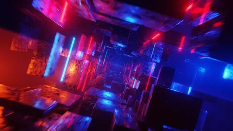 Abstract colorful tunnel made of cubes of different sizes Stock Footage 320798098