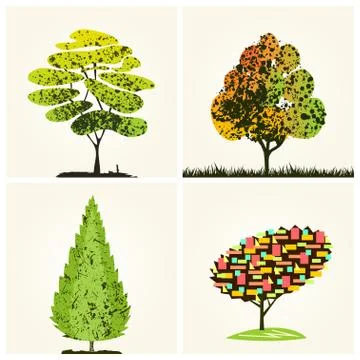 Abstract colorful vector trees background Stock Illustration