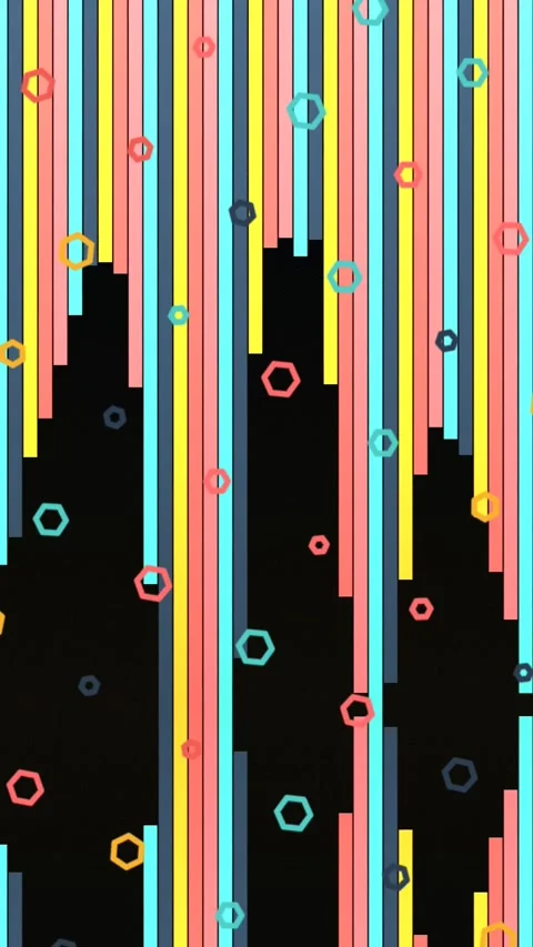 Abstract Colorful Vertical Lines Motion Background with Neon Shapes Stock Footage 342938720