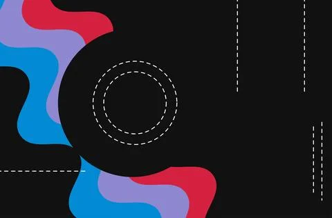 Abstract Colorful Wave Background With Modern Dashed Circle And Minimal Bla.. イラスト素材