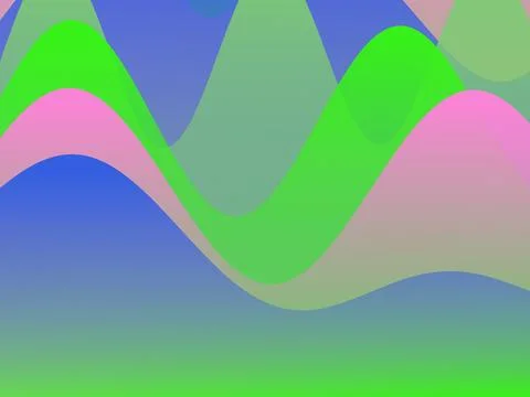 Abstract Colorful Wave Background with Overlapping Green Pink and Blue Flui.. Stock Illustration