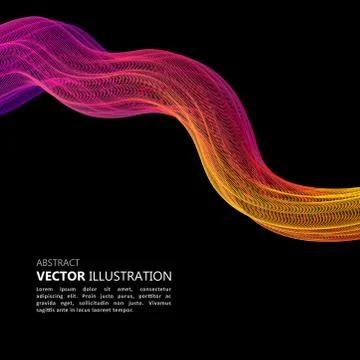 Abstract colorful wave on black background, Stock-Illustration