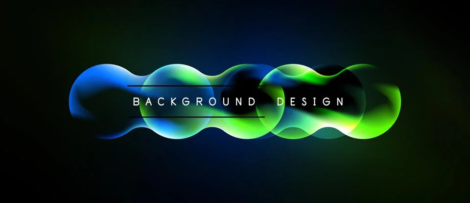 Abstract colorful wave design. Gradient blends blue, green, yellow. Text read Stock Illustration