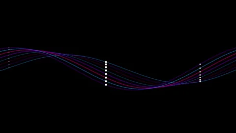 Abstract colorful wave lines animation on black background Stock Footage 341954775