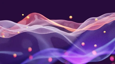 Abstract colorful wave lines dots on black background Stock Footage 295169032
