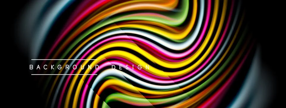 Abstract colorful waves create dynamic background. Vivid hues blend, forming Stockillustratie