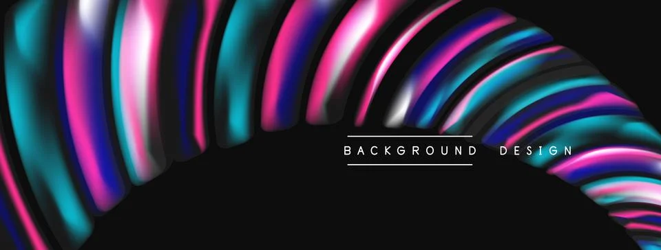 Abstract colorful waves form dynamic arc. Dark background emphasizes vibrant 스톡 일러스트