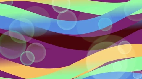 Abstract Colorful Waves Overlay with Bubbles - Dynamic Background Motion Video stock 332493451