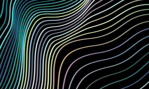 Abstract colorful waving line pattern on black background. bright lines curve. Stockillustratie