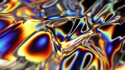 Abstract colorful wavy background in bright blue, orange, Halographic gradient Stock Footage 246565636