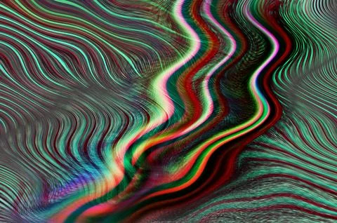 Abstract Colorful Wavy Glitch Pattern With Psychedelic Digital Art and Flui.. 스톡 일러스트