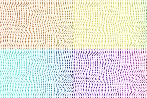 Abstract Colorful Wavy Halftone Pattern with Stars, Optical Illusion Geomet.. イラスト素材