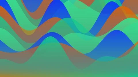 Abstract colorful wavy layers background with green, blue and orange flowin.. Stock Illustration
