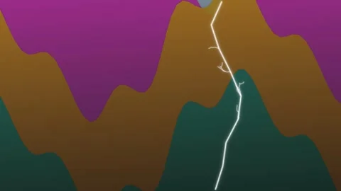 Abstract Colorful Wavy Layers with Glowing Lightning Line Stock Footage 337516138