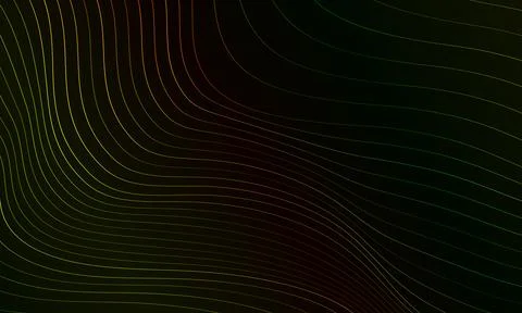 Abstract colorful wavy line pattern on dark black background. dark green. Иллюстрация