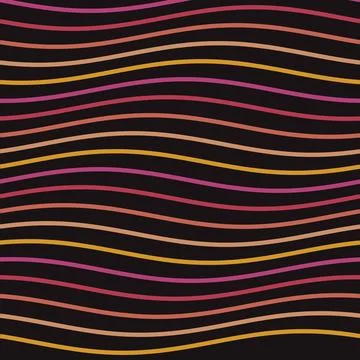 Abstract colorful wavy lines pattern on dark background Stock Illustration