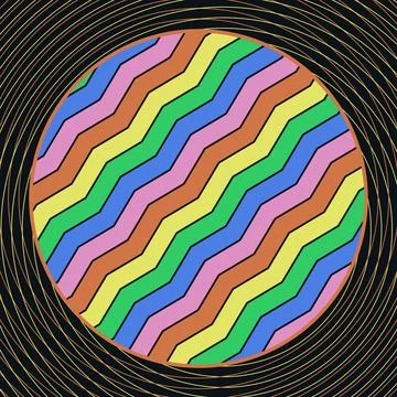 Abstract colorful wavy pattern design with vibrant gradient stripes in circ.. Stock Illustration
