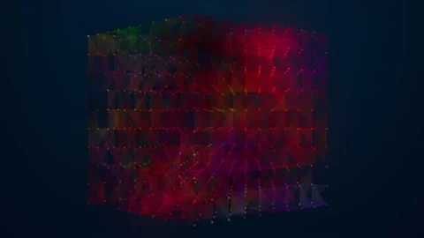 Abstract colorful web tech cube background. Loopable geometric motion graphics. Stock Footage 140147366