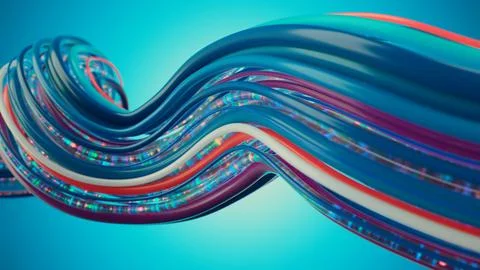 Abstract Colorful Wires Representing Data Flow and Connectivity Stock Illustration