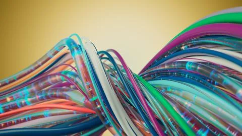 Abstract Colorful Wires Representing Data Flow and Connectivity Stock Illustration