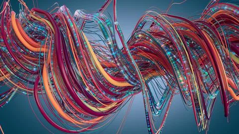 Abstract Colorful Wires Representing Data Flow and Connectivity Stock Illustration
