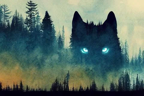 Abstract colorful wolf background. Wolf watercolor double exposure background Stock Illustration