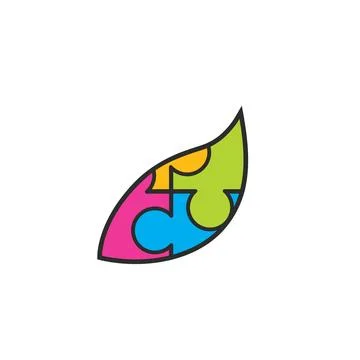 Abstract  colorfull leaf puzzle  icon illustration  design Stock Illustration