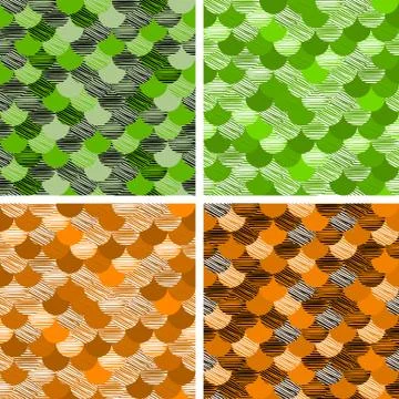 Abstract colorfull wave seamless pattern. the fabric. Scales vector green, or Stock Illustration