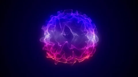 Abstract colors sci-fi sphere with particles. 3D wireframe geometric sphere. Stock-Footage 318589901