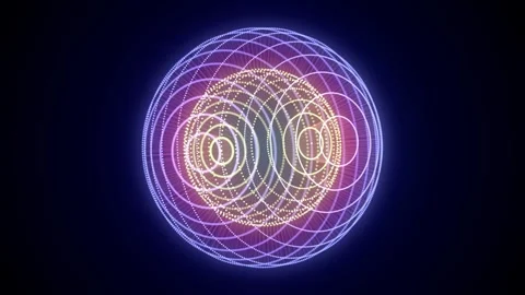 Abstract colors sci-fi sphere with particles. 3D wireframe geometric sphere. Stock-Footage 318590007