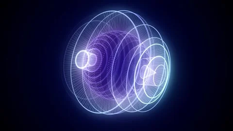 Abstract colors sci-fi sphere with particles. 3D wireframe geometric sphere. Video stock 318590025