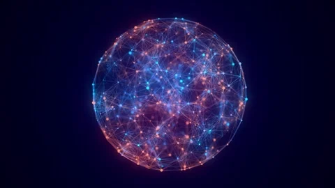 Abstract colors sci-fi sphere with particles. 3D wireframe geometric sphere. Stock-Footage 318590281