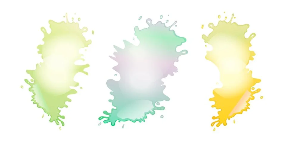 Abstract colour paint splashes set isolated on white background. Vector illus Stock Illustration