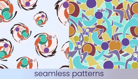 Abstract colour seamless pattern set Stock Illustration