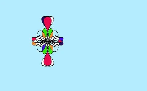 Abstract Colourful Emblem Graphic on Light Blue Canvas 스톡 일러스트
