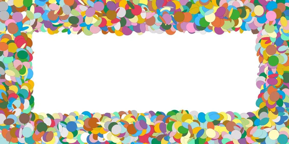 Abstract Colourful Horizontal Vector Confetti Panorama Frame - Formed as Rect Illustrazione stock